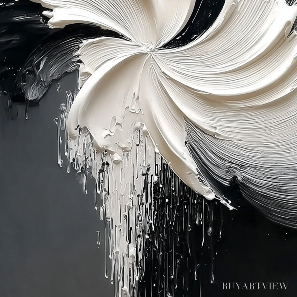 ARTOVITAS Convergence – Textured Black and White Abstract Impasto Painting - image 3