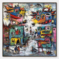 ARTOVITAS Urban Fantasia – Vibrant and Textured Abstract Cityscape Painting - image 1