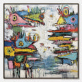 ARTOVITAS Creature Carnival – Colorful Abstract Impasto Painting with Whimsical Figures - image 1