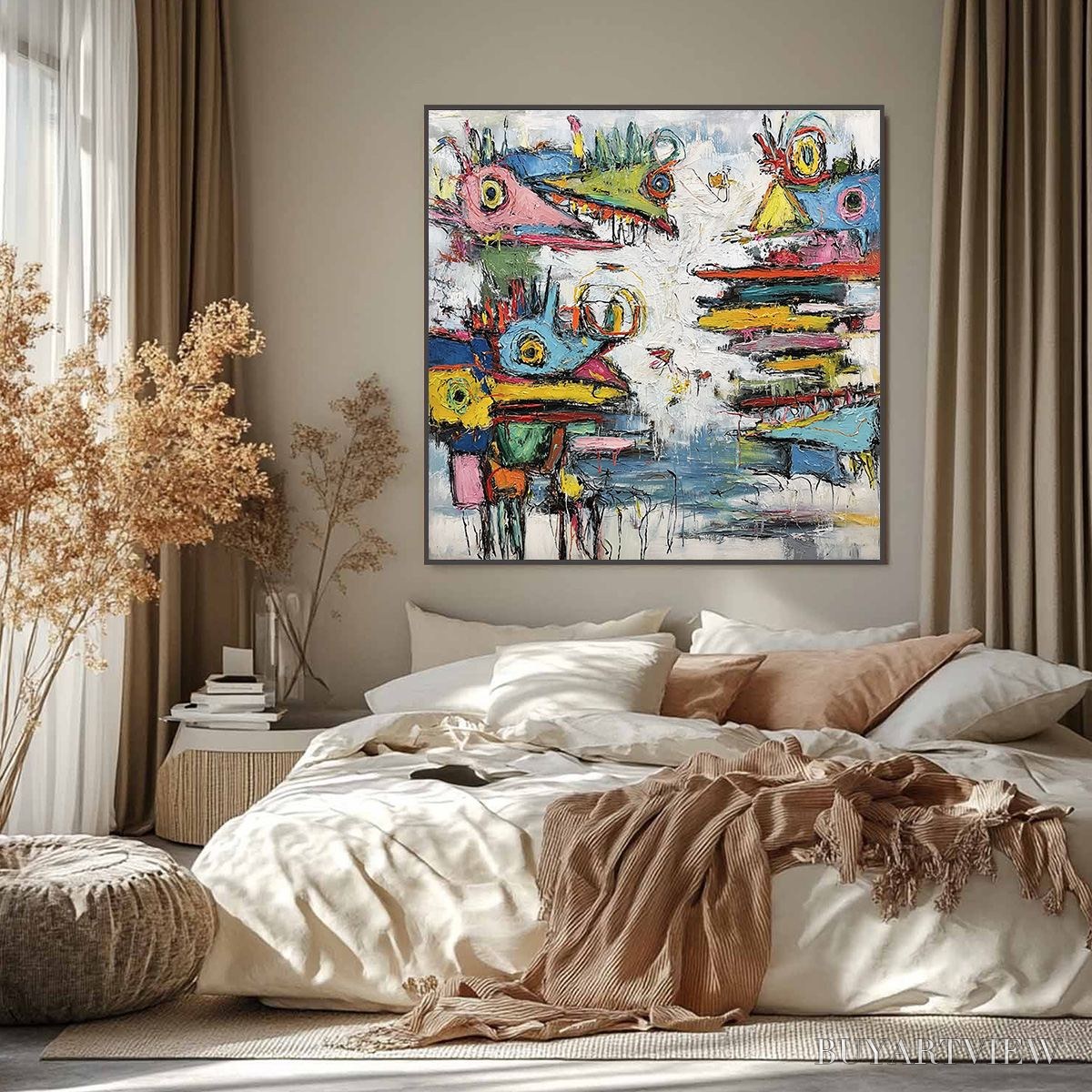 ARTOVITAS Creature Carnival – Colorful Abstract Impasto Painting with Whimsical Figures - image 2