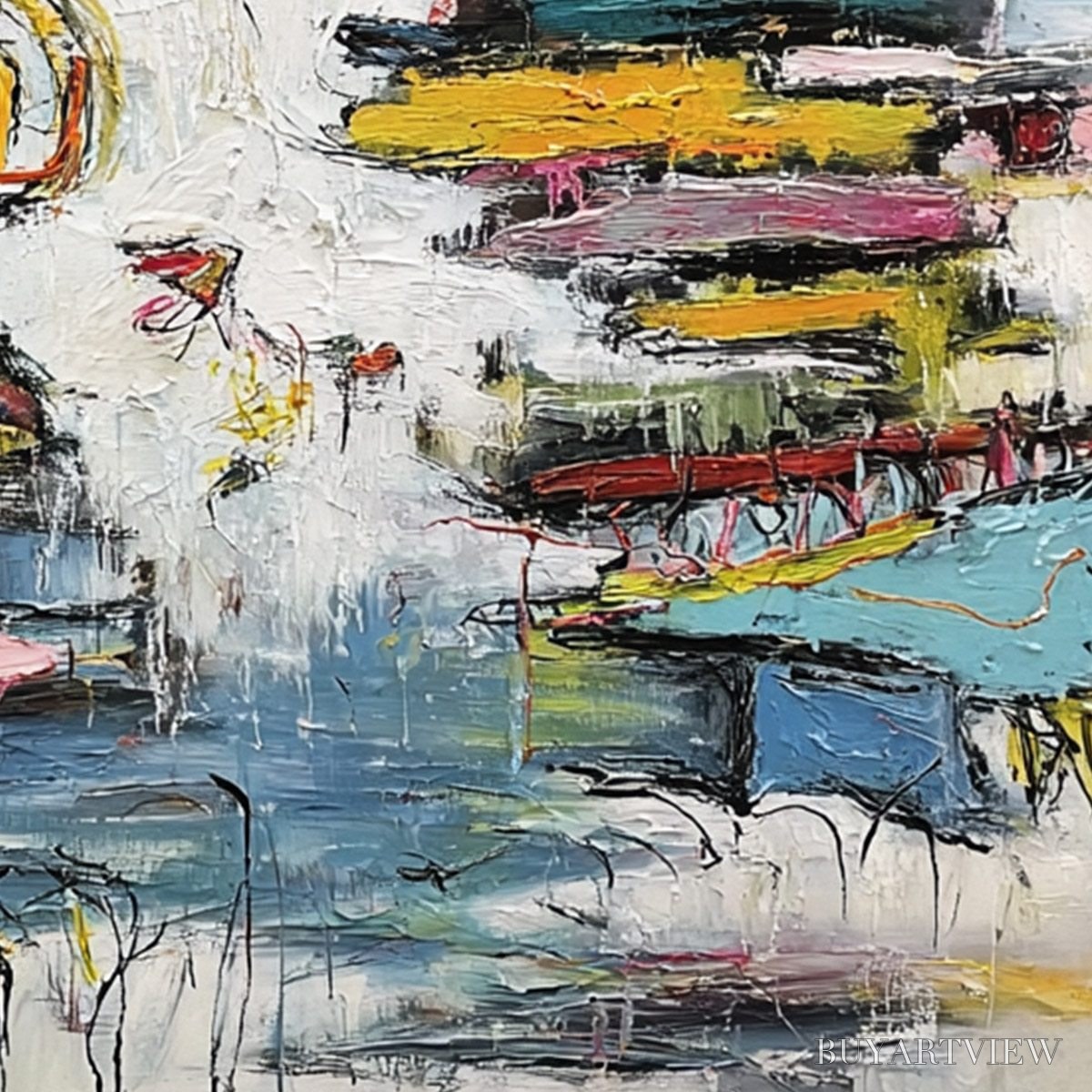 ARTOVITAS Creature Carnival – Colorful Abstract Impasto Painting with Whimsical Figures - image 5