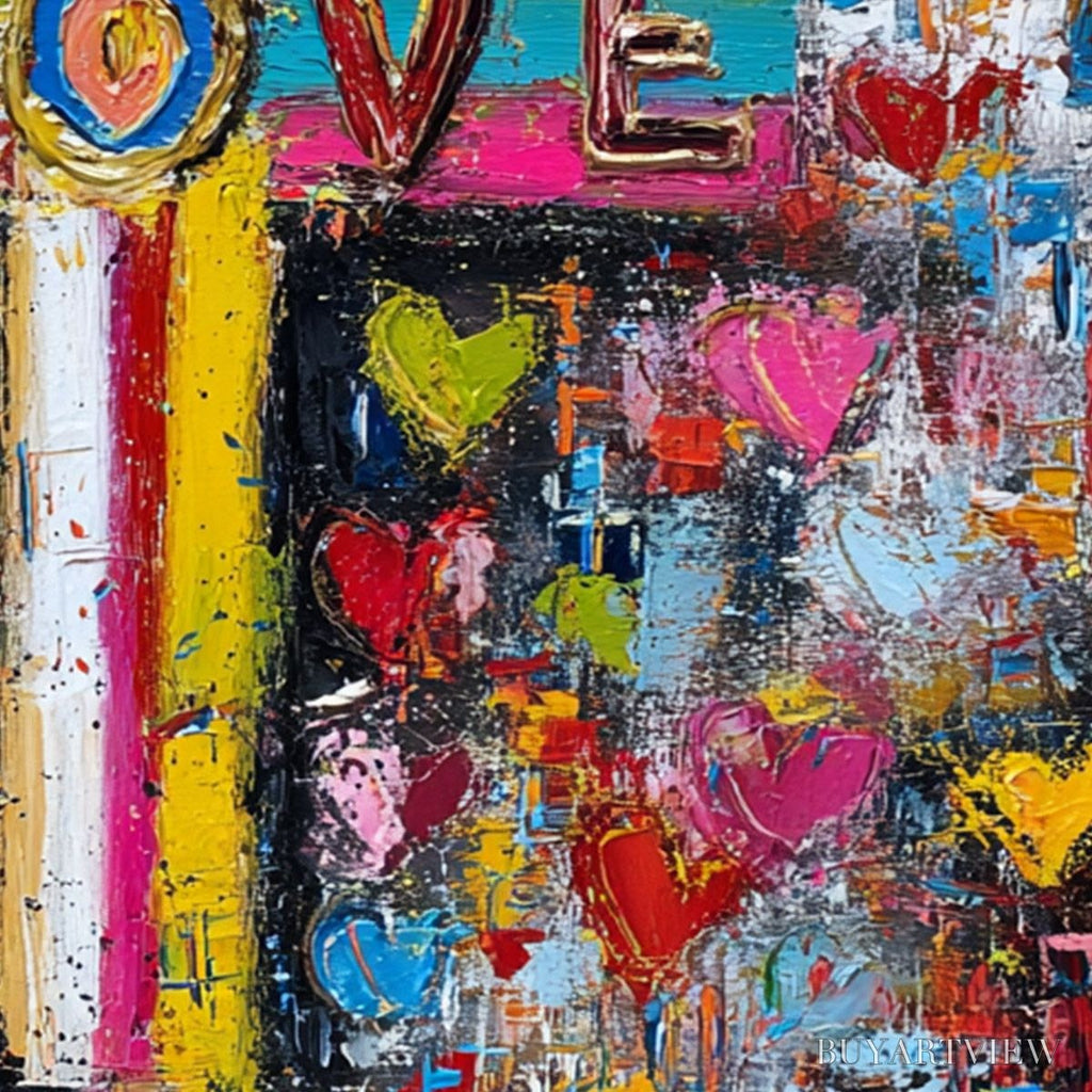 ARTOVITAS Divine Embrace – Colorful Textured Abstract Painting of Love and Faith - image 3