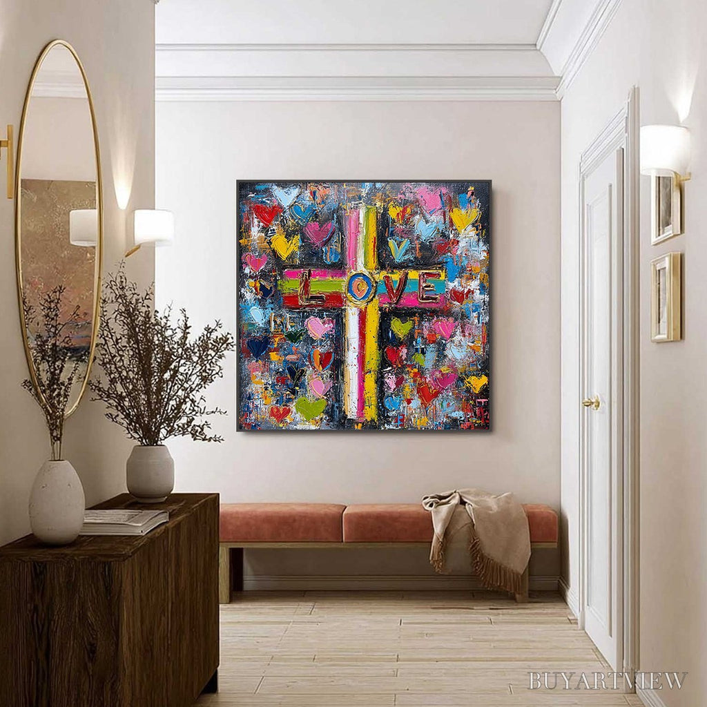 ARTOVITAS Divine Embrace – Colorful Textured Abstract Painting of Love and Faith - image 6