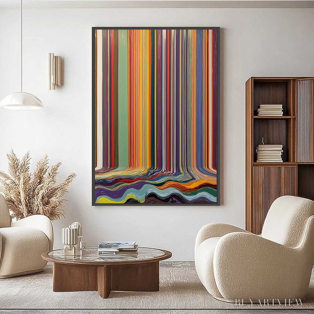 ARTOVITAS Chromatic Cascade – Vibrant Textured Vertical Abstract Color Painting - image 2