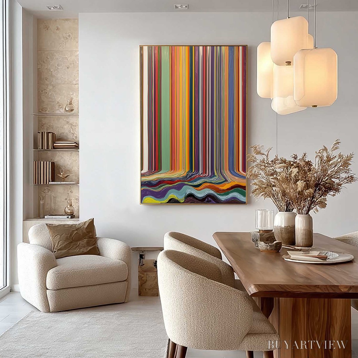 ARTOVITAS Chromatic Cascade – Vibrant Textured Vertical Abstract Color Painting - image 4