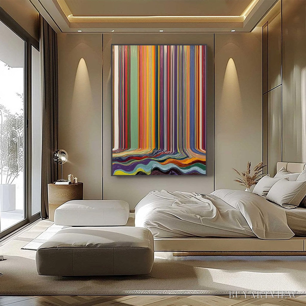 ARTOVITAS Chromatic Cascade – Vibrant Textured Vertical Abstract Color Painting - image 6