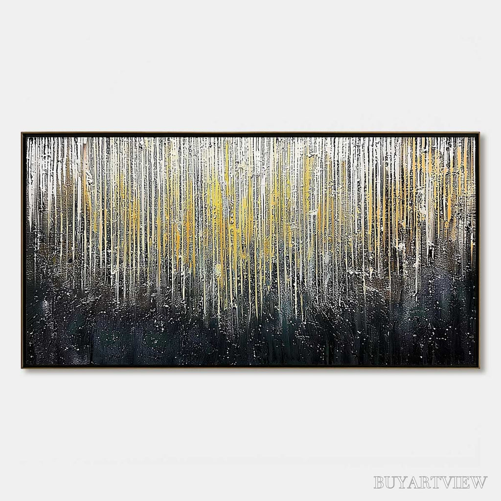 ARTOVITAS Golden Cascade – Large Textured Abstract Gold and Black Painting - image 1
