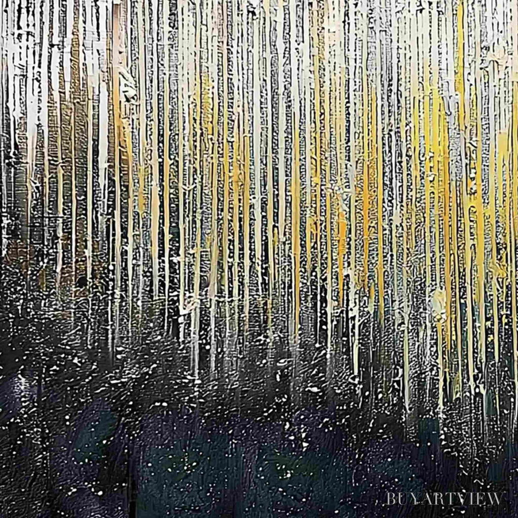 ARTOVITAS Golden Cascade – Large Textured Abstract Gold and Black Painting - image 3