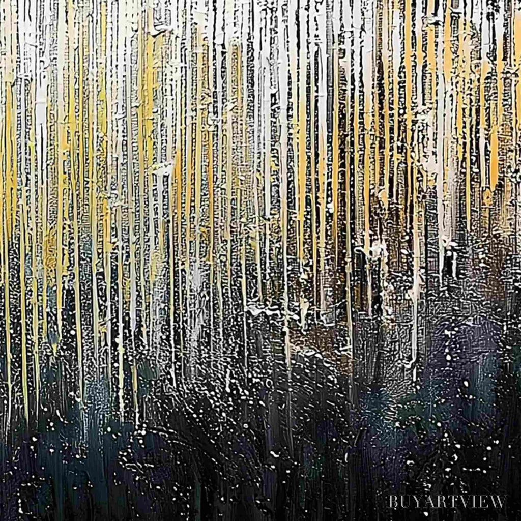 ARTOVITAS Golden Cascade – Large Textured Abstract Gold and Black Painting - image 5