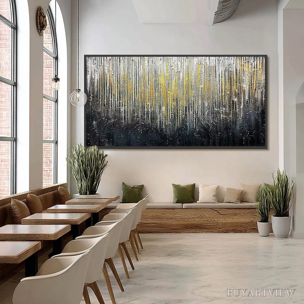ARTOVITAS Golden Cascade – Large Textured Abstract Gold and Black Painting - image 6