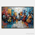 ARTOVITAS Urban Melody – Textured Impasto Painting of a Jazz Band Street Performance - image 1