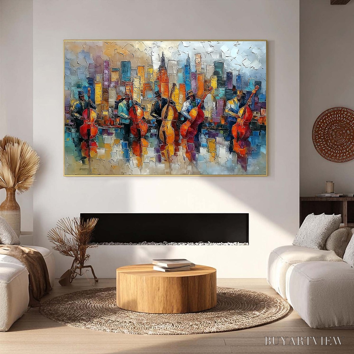 ARTOVITAS Urban Serenade – Textured Palette Knife Cityscape Jazz Painting - image 2