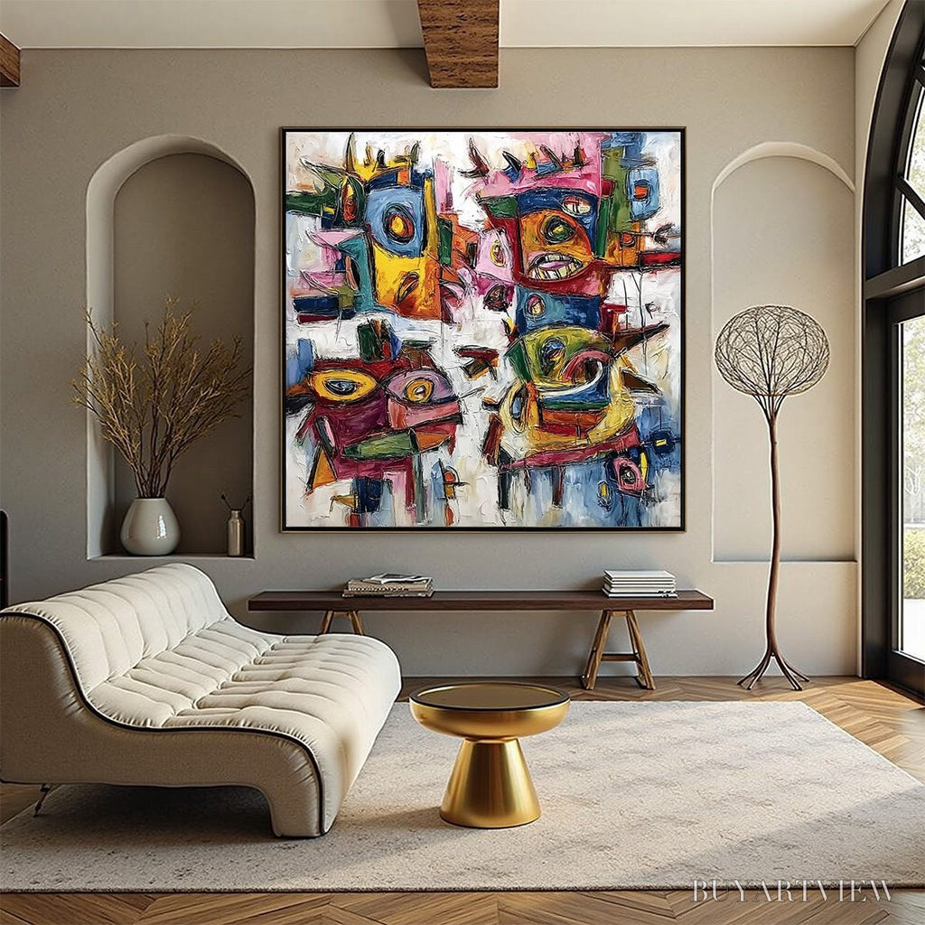 ARTOVITAS Urban Carnival – Large Colorful Abstract Impasto Painting for Modern Decor - image 2
