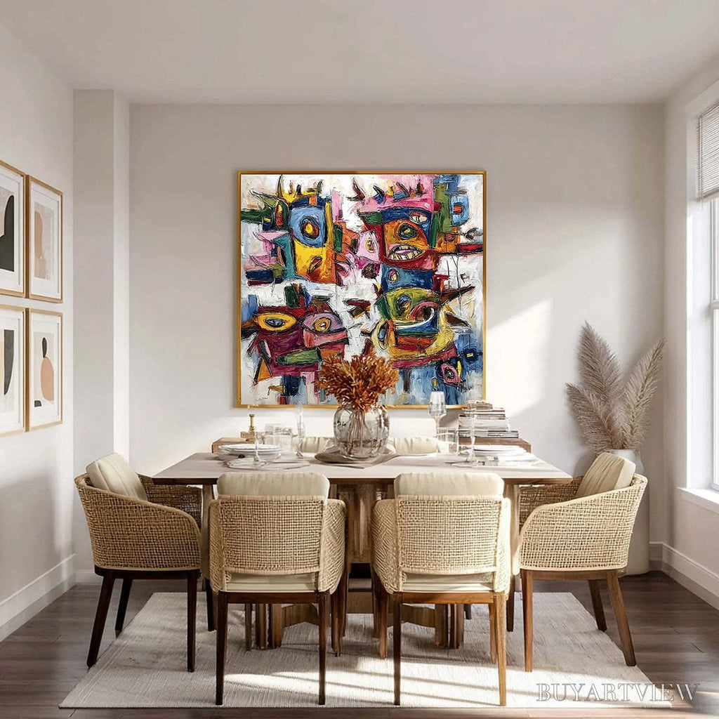 ARTOVITAS Urban Carnival – Large Colorful Abstract Impasto Painting for Modern Decor - image 4