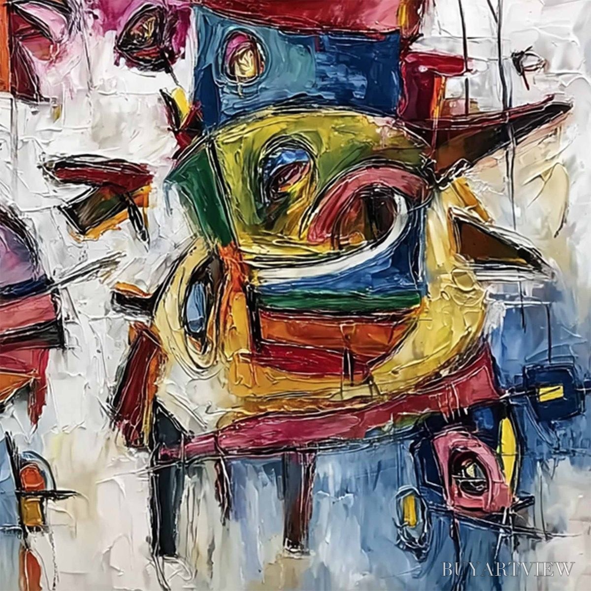 ARTOVITAS Urban Carnival – Large Colorful Abstract Impasto Painting for Modern Decor - image 5