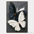 ARTOVITAS Duality – Textured Impasto Black and White Butterfly Painting - image 1