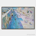 ARTOVITAS Coastal Promenade – Textured Palette Knife Cityscape Painting of a Seaside Stroll - image 1