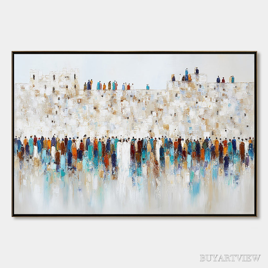 ARTOVITAS Gathering – Textured Abstract Figurative Crowd Painting - image 1