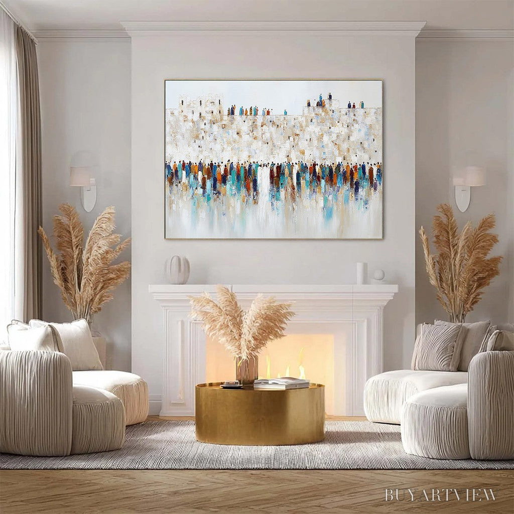 ARTOVITAS Gathering – Textured Abstract Figurative Crowd Painting - image 2
