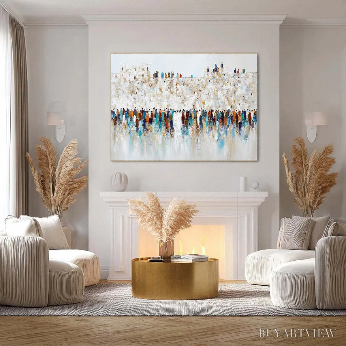 ARTOVITAS Gathering – Textured Abstract Figurative Crowd Painting - image 2