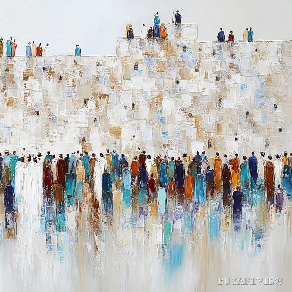 ARTOVITAS Gathering – Textured Abstract Figurative Crowd Painting - image 3