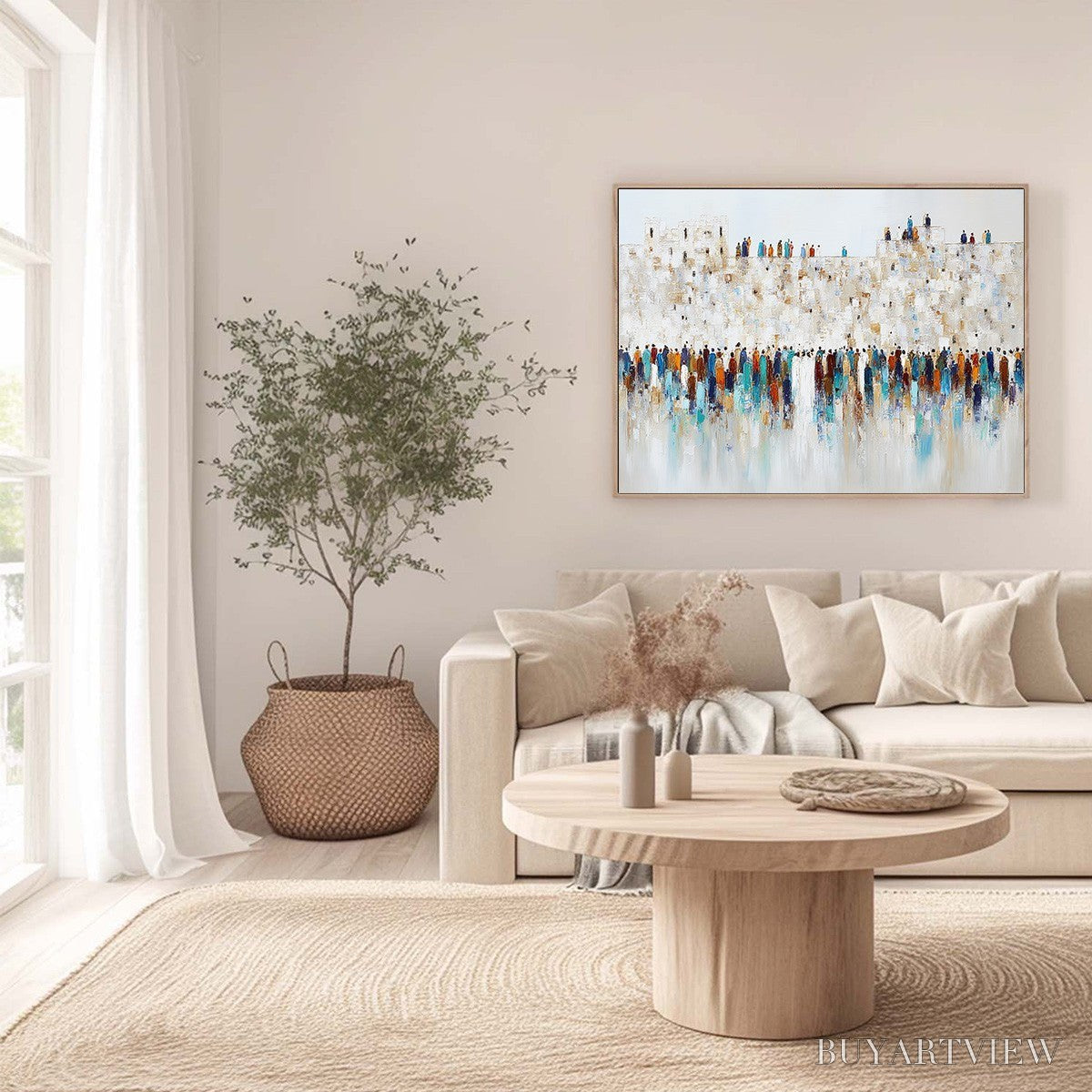 ARTOVITAS Gathering – Textured Abstract Figurative Crowd Painting - image 4