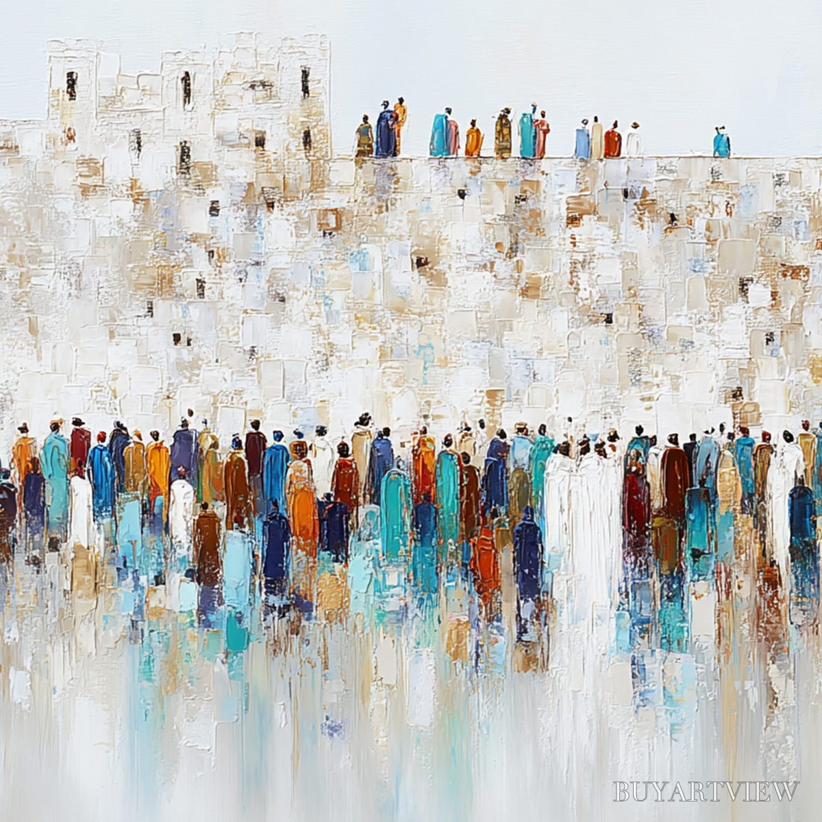 ARTOVITAS Gathering – Textured Abstract Figurative Crowd Painting - image 5