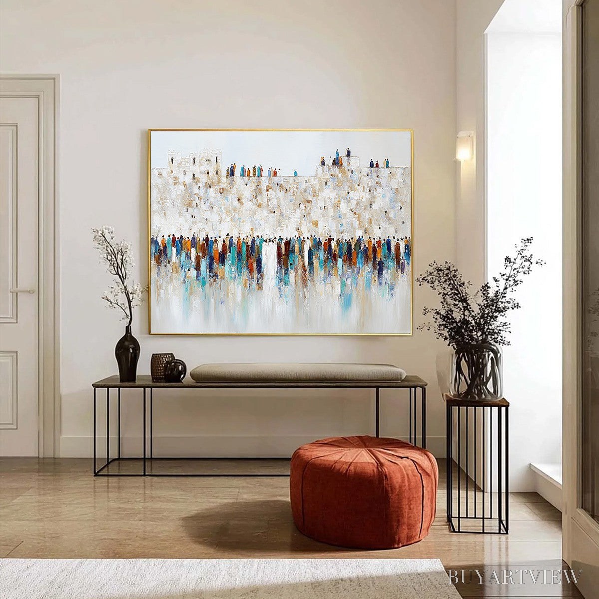 ARTOVITAS Gathering – Textured Abstract Figurative Crowd Painting - image 6