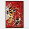 ARTOVITAS Crimson Chaos – Large Vertical Red and Black Abstract Action Painting - image 1