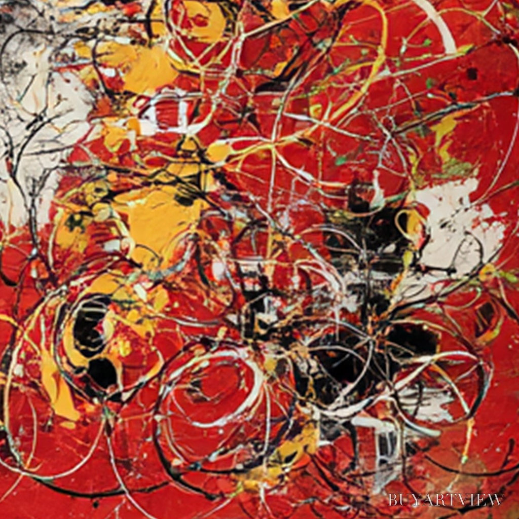 ARTOVITAS Crimson Chaos – Large Vertical Red and Black Abstract Action Painting - image 3
