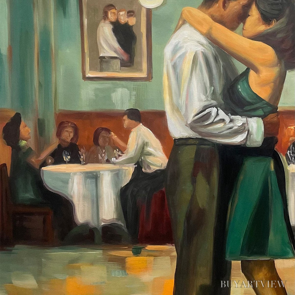 ARTOVITAS Last Dance – Romantic Figurative Oil Painting of Couple Dancing - image 3
