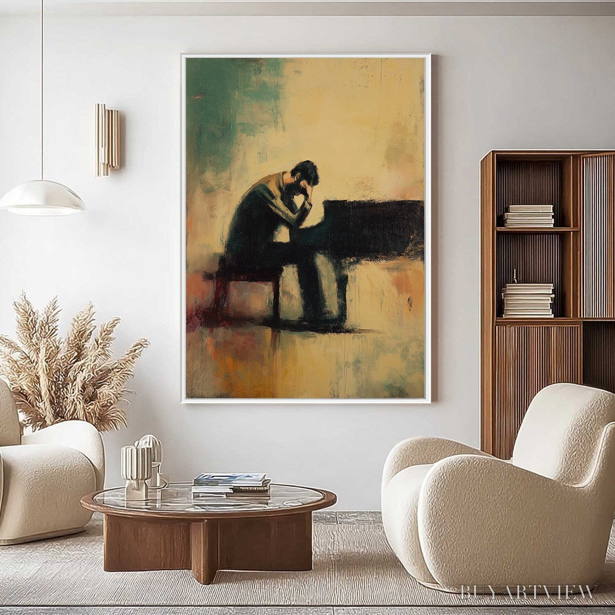 ARTOVITAS Solitude Sonata – Expressive Figurative Piano Oil Painting - image 4