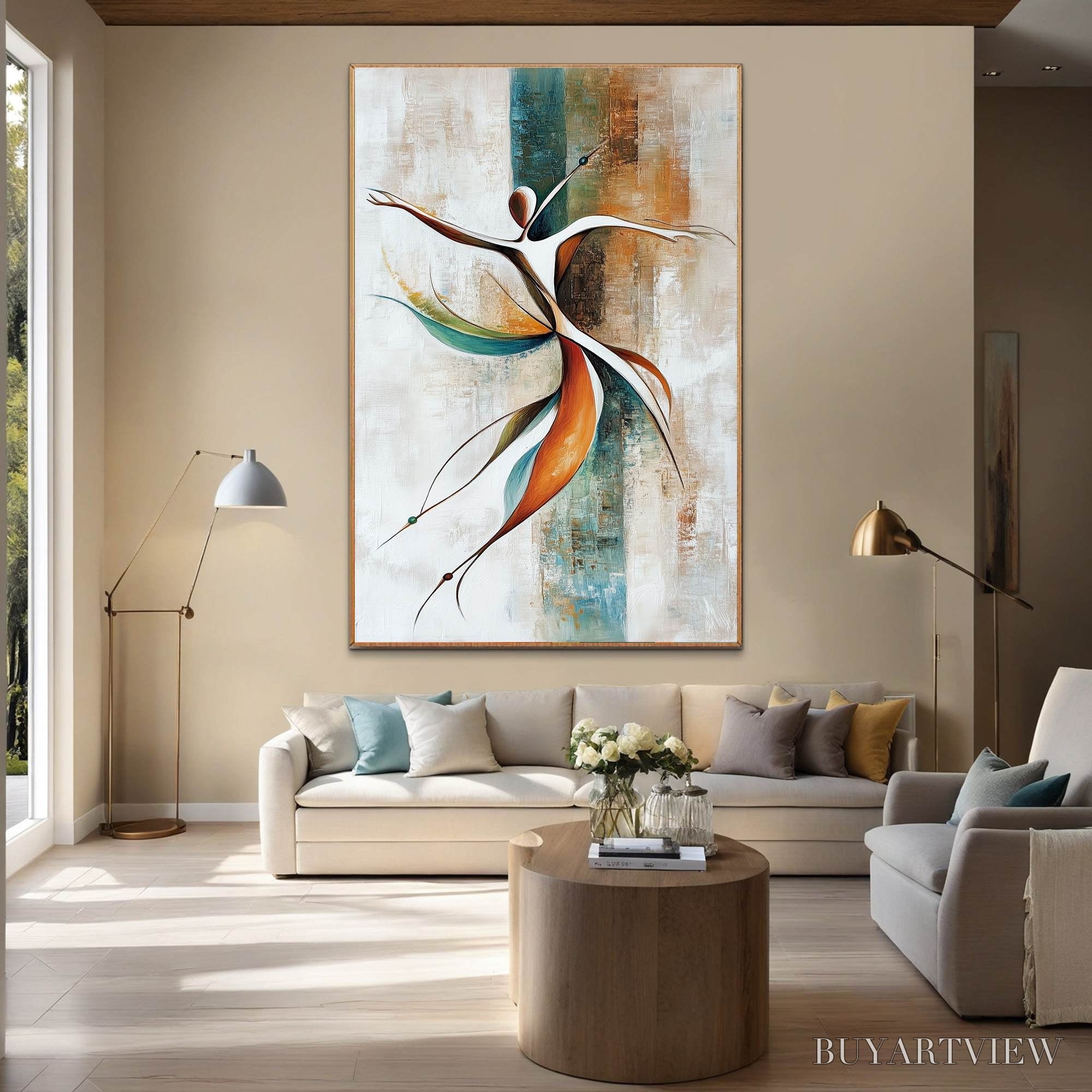 ARTOVITAS Grace in Motion – Expressive Abstract Figure Oil Painting - image 5