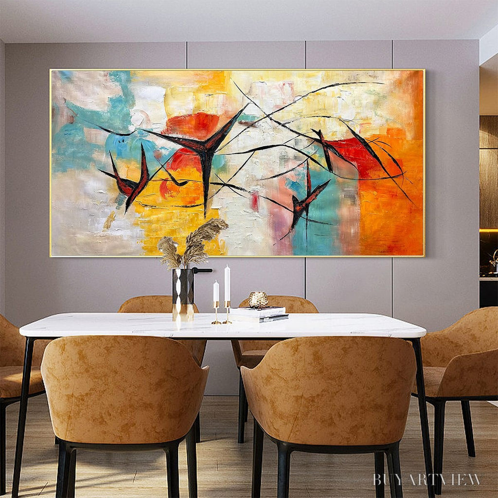 ARTOVITAS Aerial Dance – Abstract Colorful Oil Painting with Dynamic Lines - image 2
