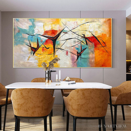 ARTOVITAS Aerial Dance – Abstract Colorful Oil Painting with Dynamic Lines - image 2