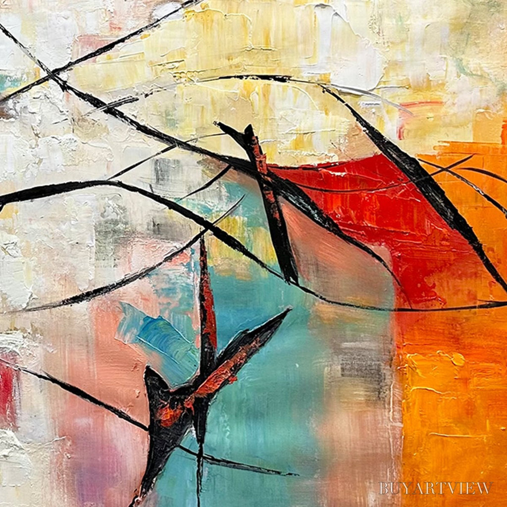 ARTOVITAS Aerial Dance – Abstract Colorful Oil Painting with Dynamic Lines - image 3
