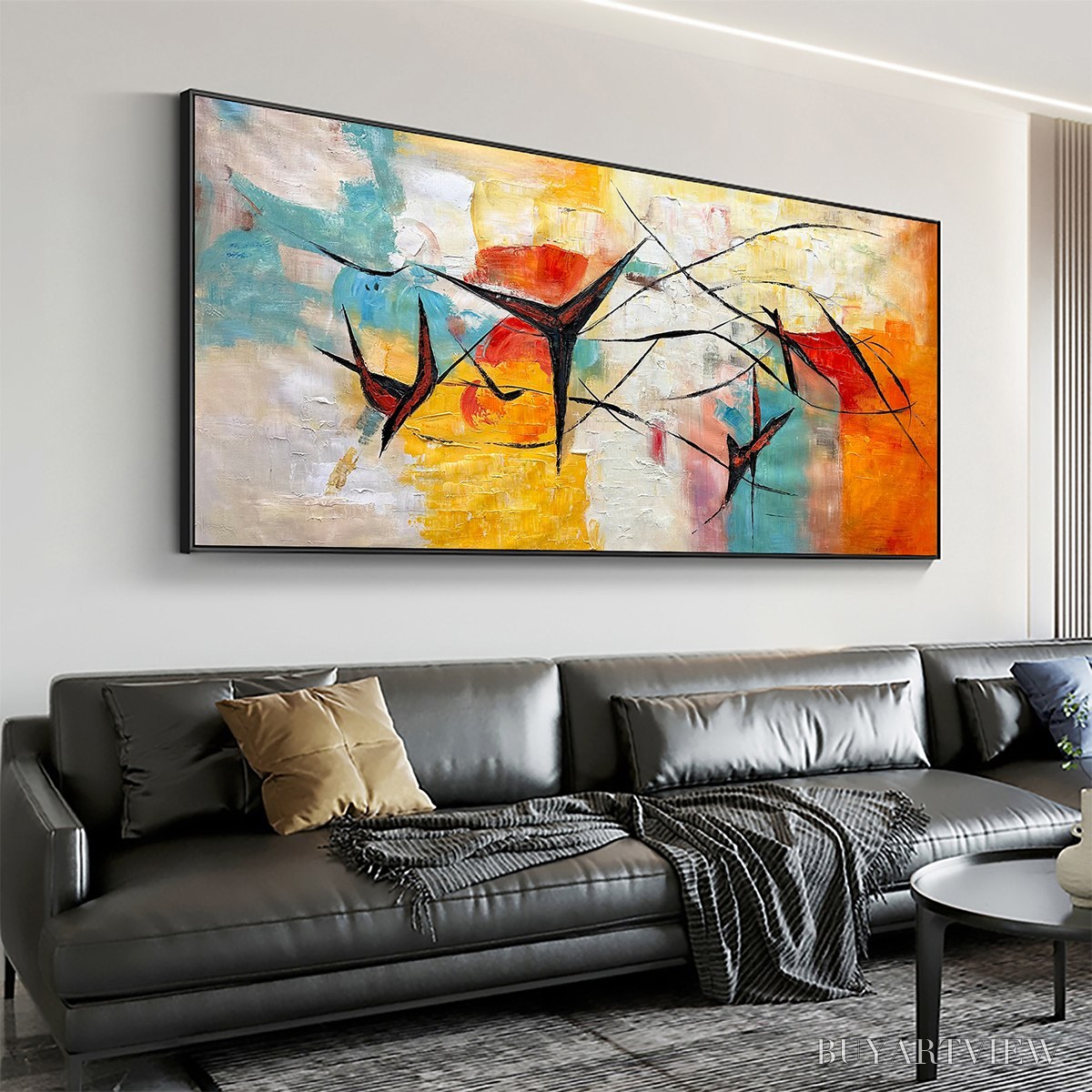 ARTOVITAS Aerial Dance – Abstract Colorful Oil Painting with Dynamic Lines - image 4