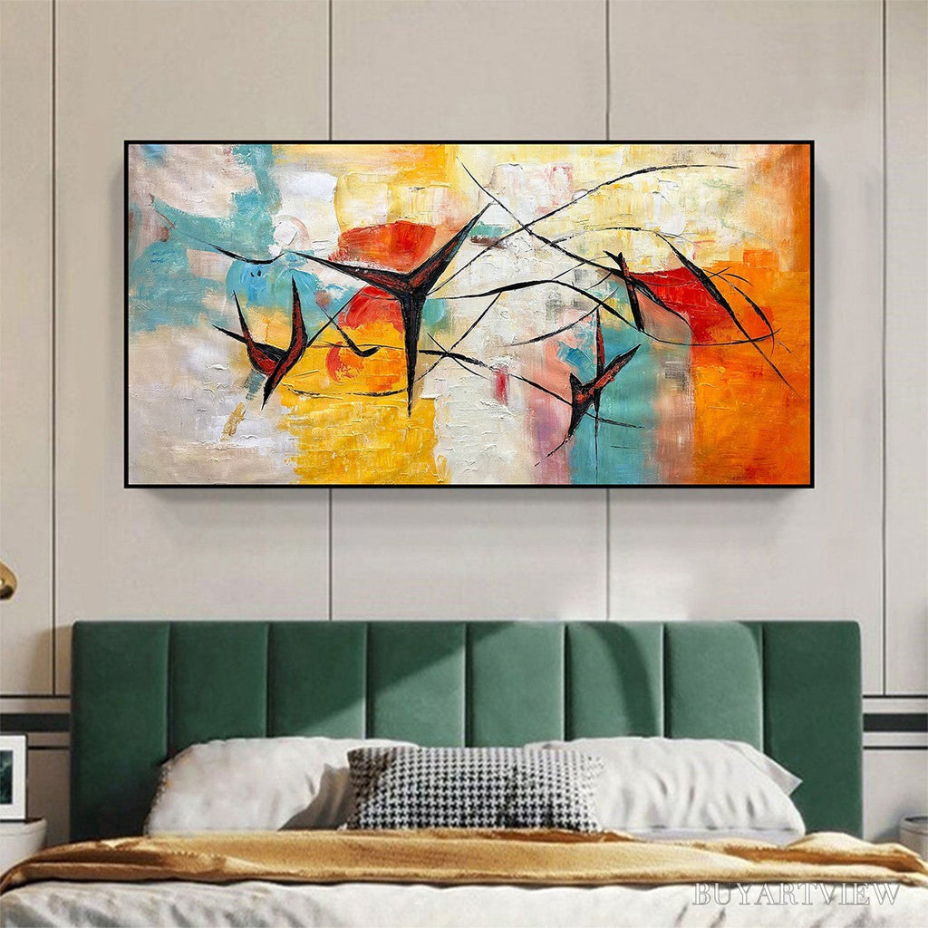 ARTOVITAS Aerial Dance – Abstract Colorful Oil Painting with Dynamic Lines - image 5