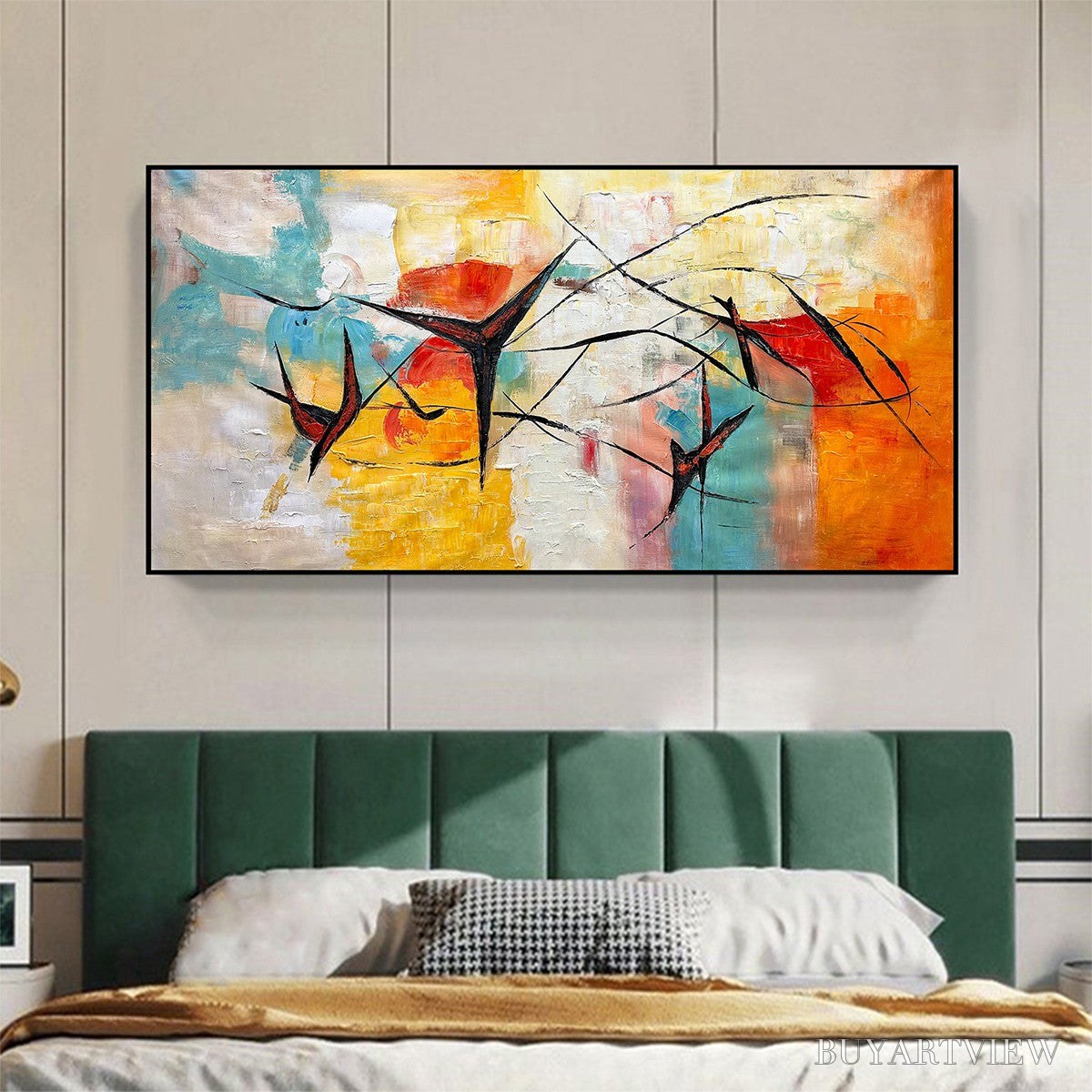ARTOVITAS Aerial Dance – Abstract Colorful Oil Painting with Dynamic Lines - image 5
