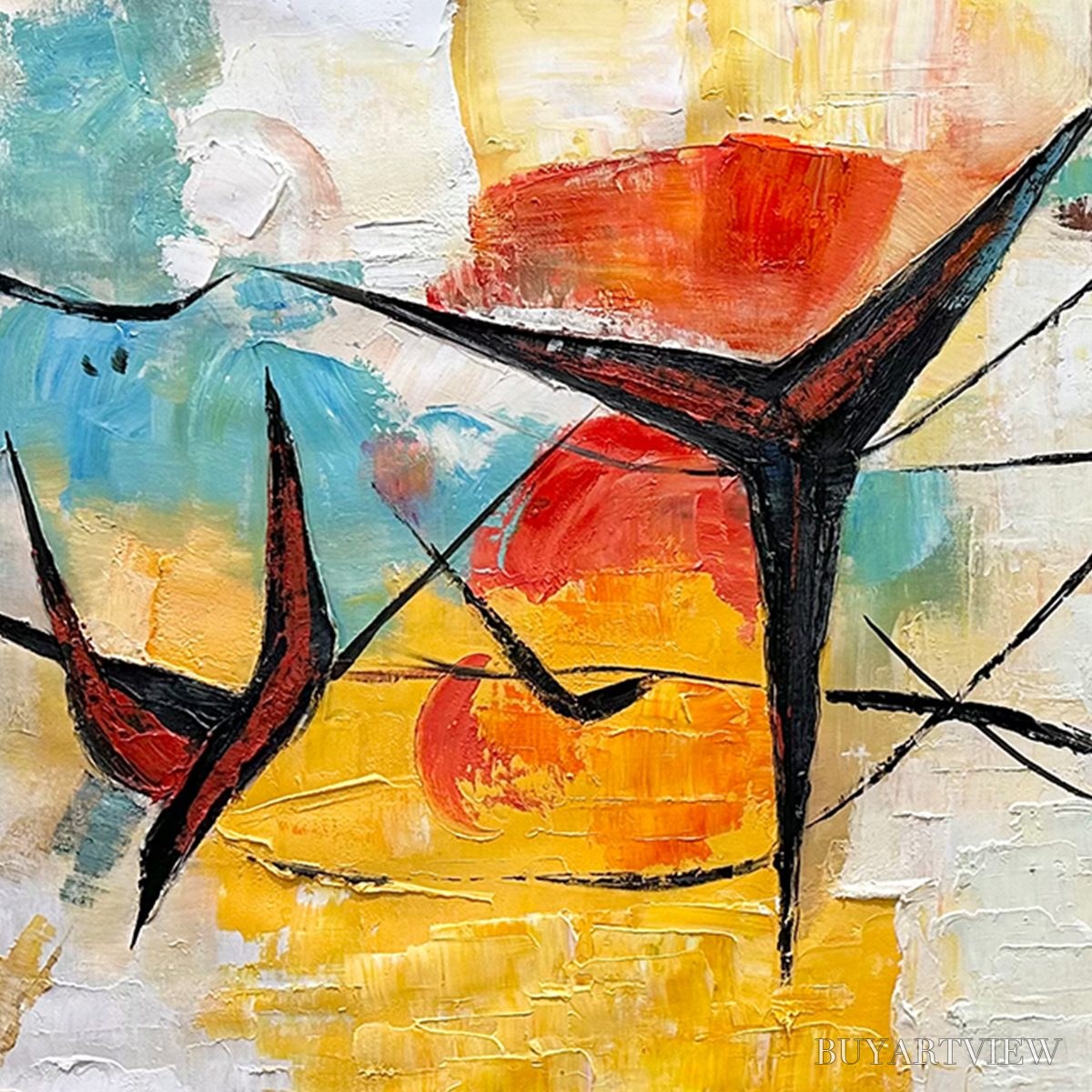 ARTOVITAS Aerial Dance – Abstract Colorful Oil Painting with Dynamic Lines - image 6