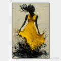 ARTOVITAS Golden Whirl – Textured Impasto Figurative Oil Painting of Woman in Yellow Dress - image 1
