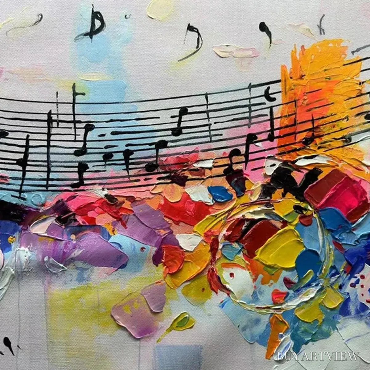 ARTOVITAS Melody in Color – Abstract Painting with Musical Notes - image 3