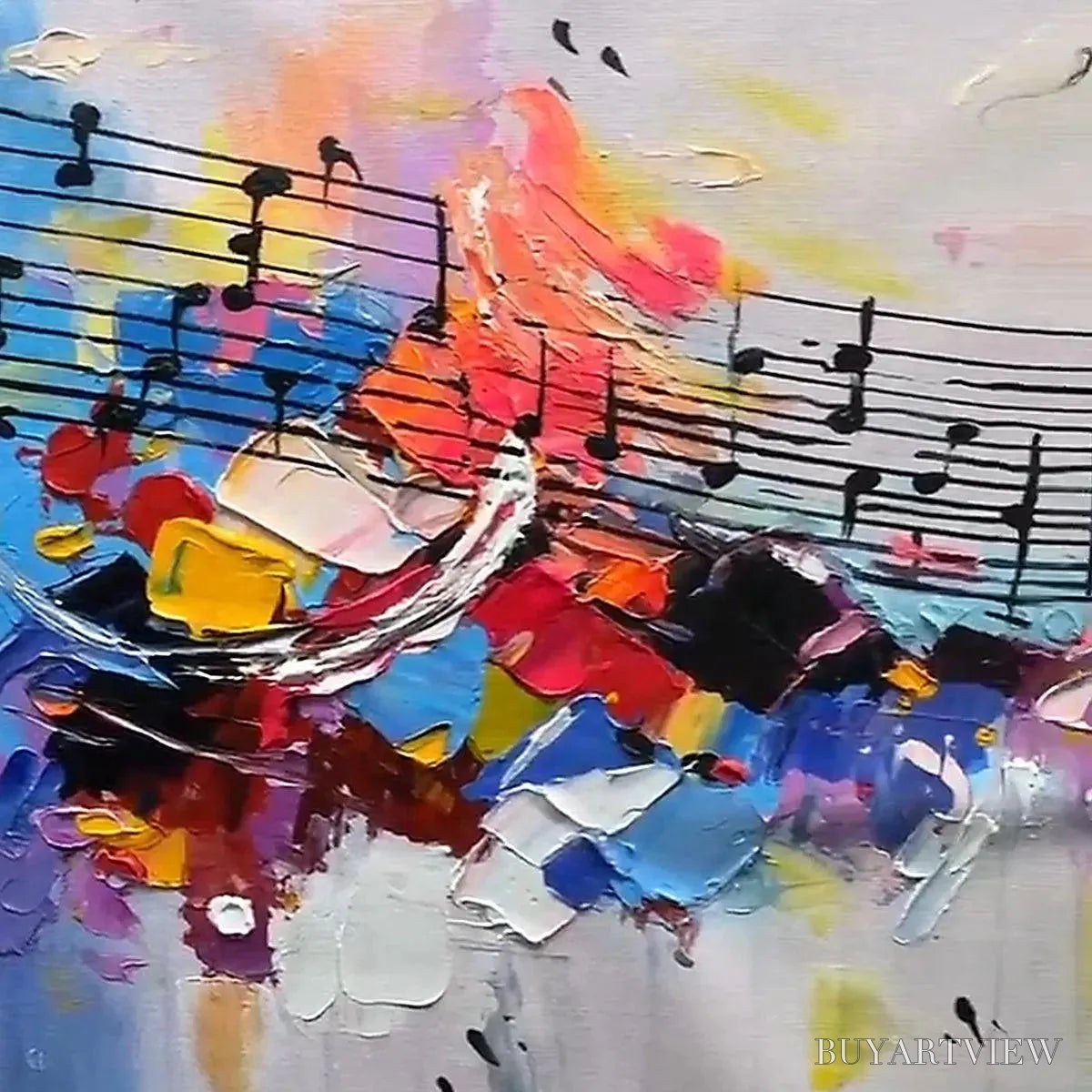 ARTOVITAS Melody in Color – Abstract Painting with Musical Notes - image 4