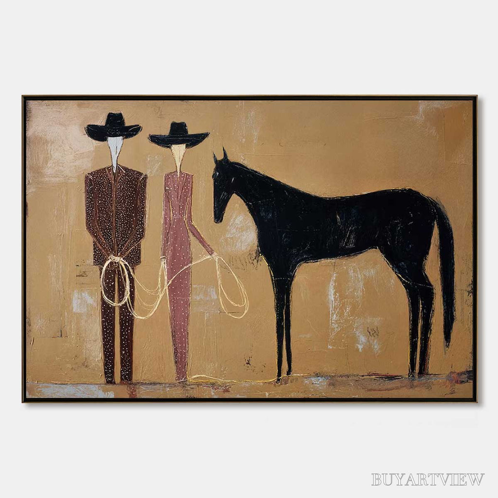 ARTOVITAS the Pact – Modern Abstract Western Figurative Oil Painting - image 1