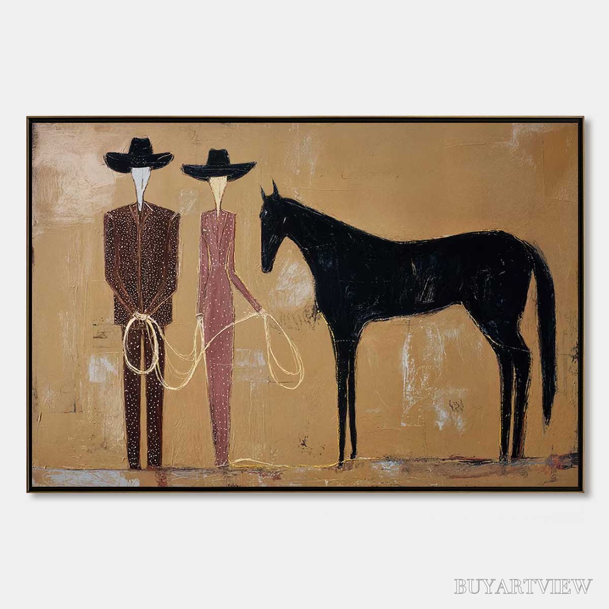 ARTOVITAS the Pact – Modern Abstract Western Figurative Oil Painting - image 1