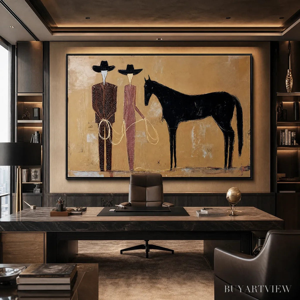 ARTOVITAS the Pact – Modern Abstract Western Figurative Oil Painting - image 2