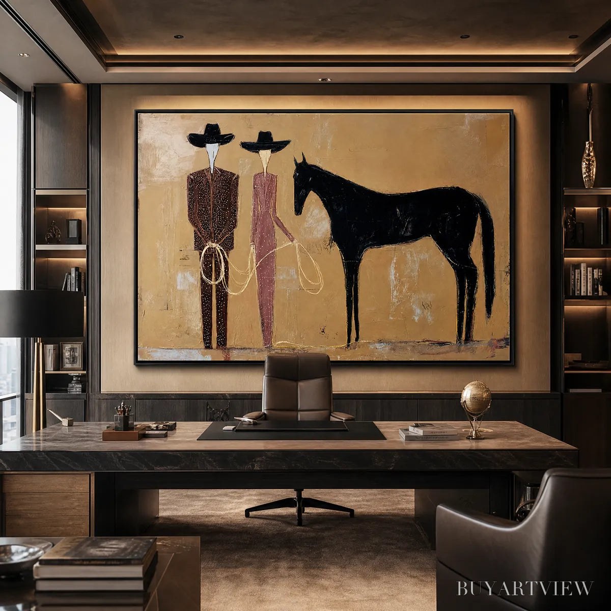 ARTOVITAS the Pact – Modern Abstract Western Figurative Oil Painting - image 2
