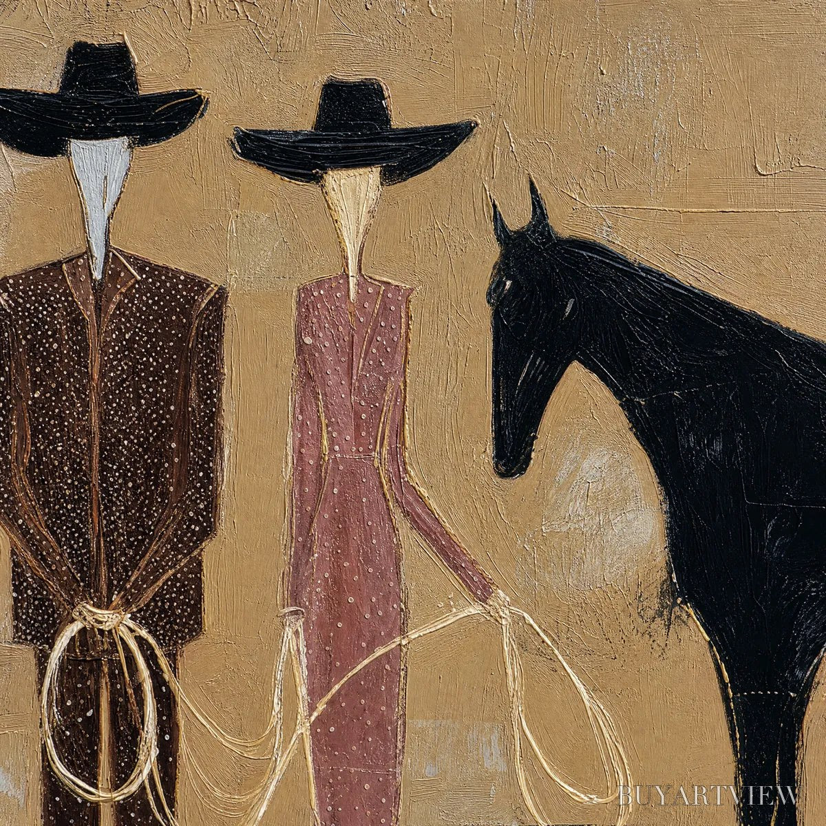ARTOVITAS the Pact – Modern Abstract Western Figurative Oil Painting - image 3