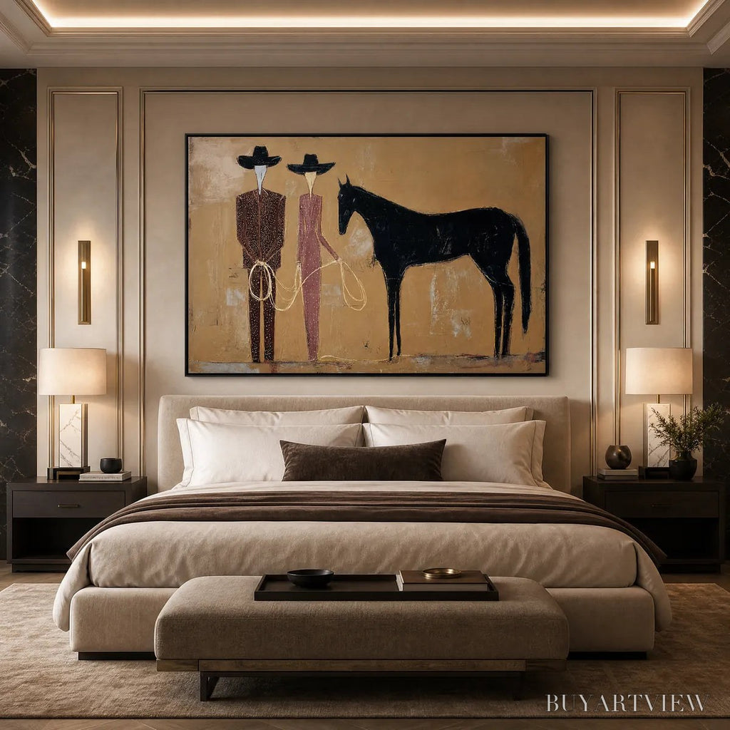 ARTOVITAS the Pact – Modern Abstract Western Figurative Oil Painting - image 4