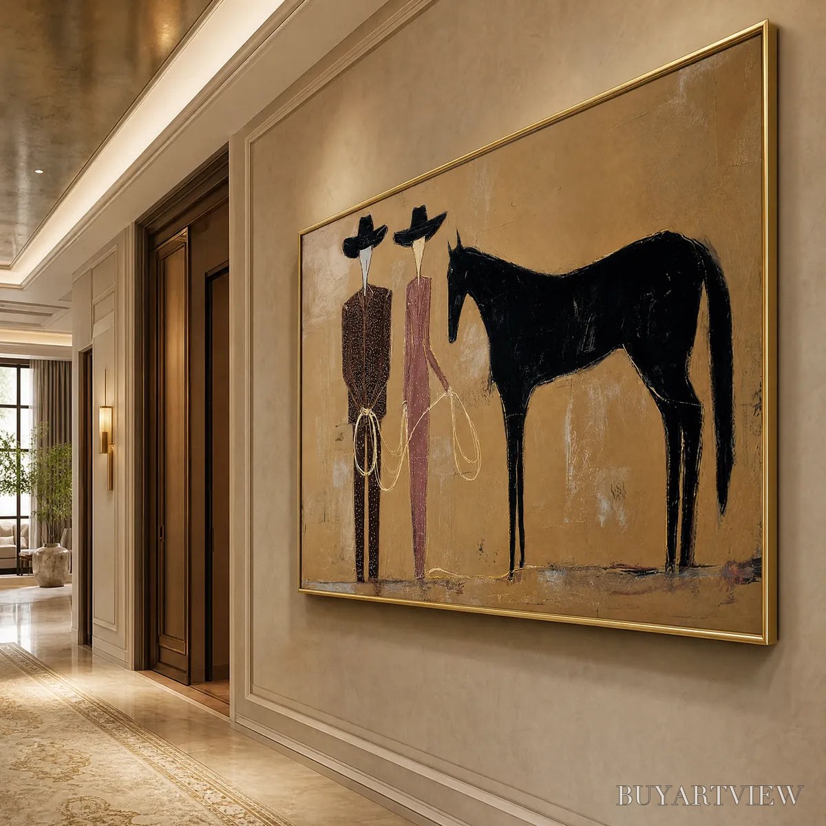 ARTOVITAS the Pact – Modern Abstract Western Figurative Oil Painting - image 5